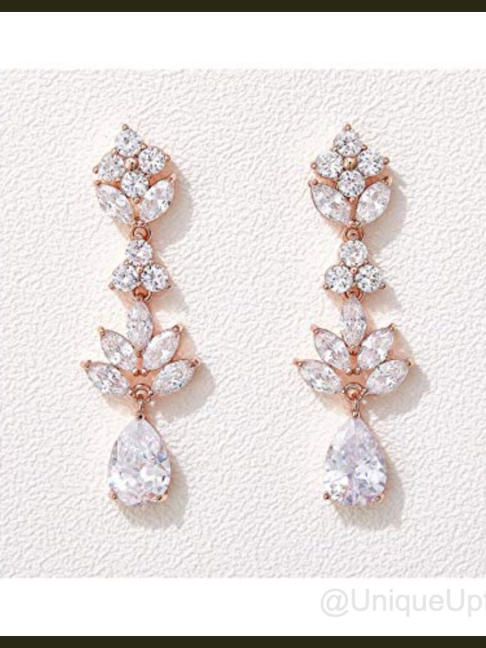 CZ Teardrop Wedding Earrings Silver Plated Bridal Dangle
